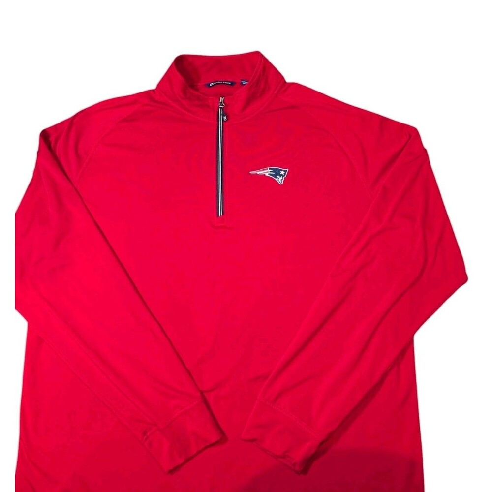 New England Patriots Mens 3XL Pullover 1/4 Zip NFL Long Sleeve Red Big & Tall